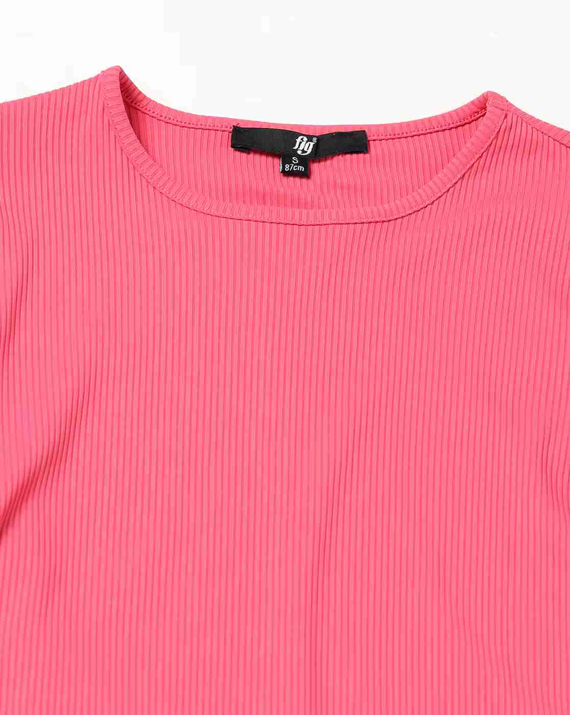 FIG | Women Ribbed Relaxed Fit Crew-Neck T-Shirt|4