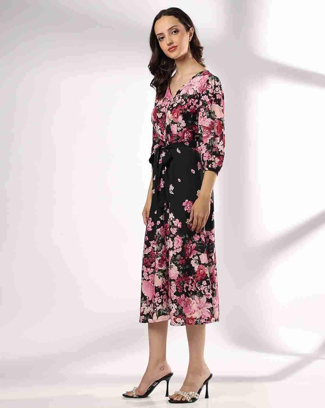 FIG | Women Floral Print V-Neck Wrap Dress|1
