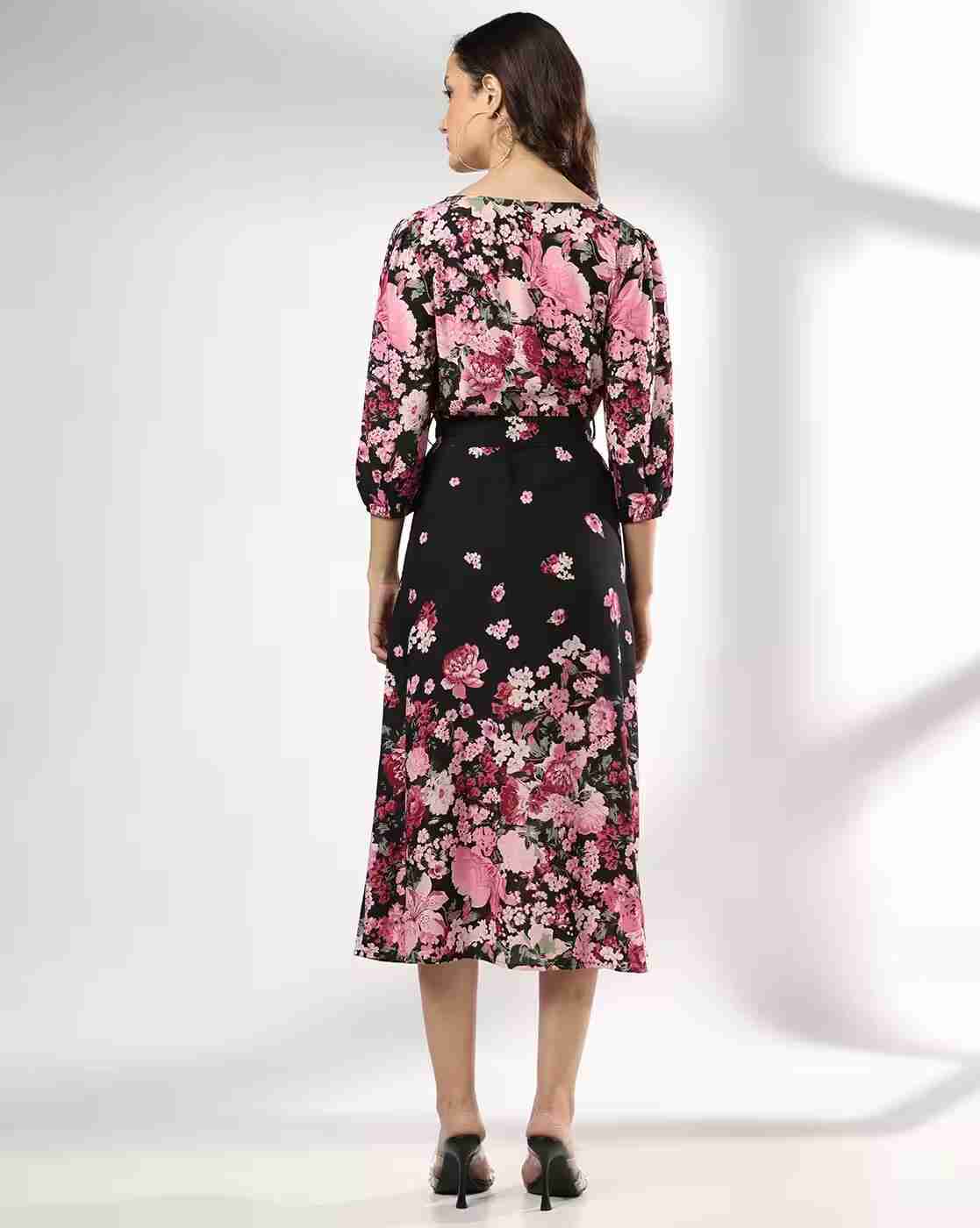 FIG | Women Floral Print V-Neck Wrap Dress|2