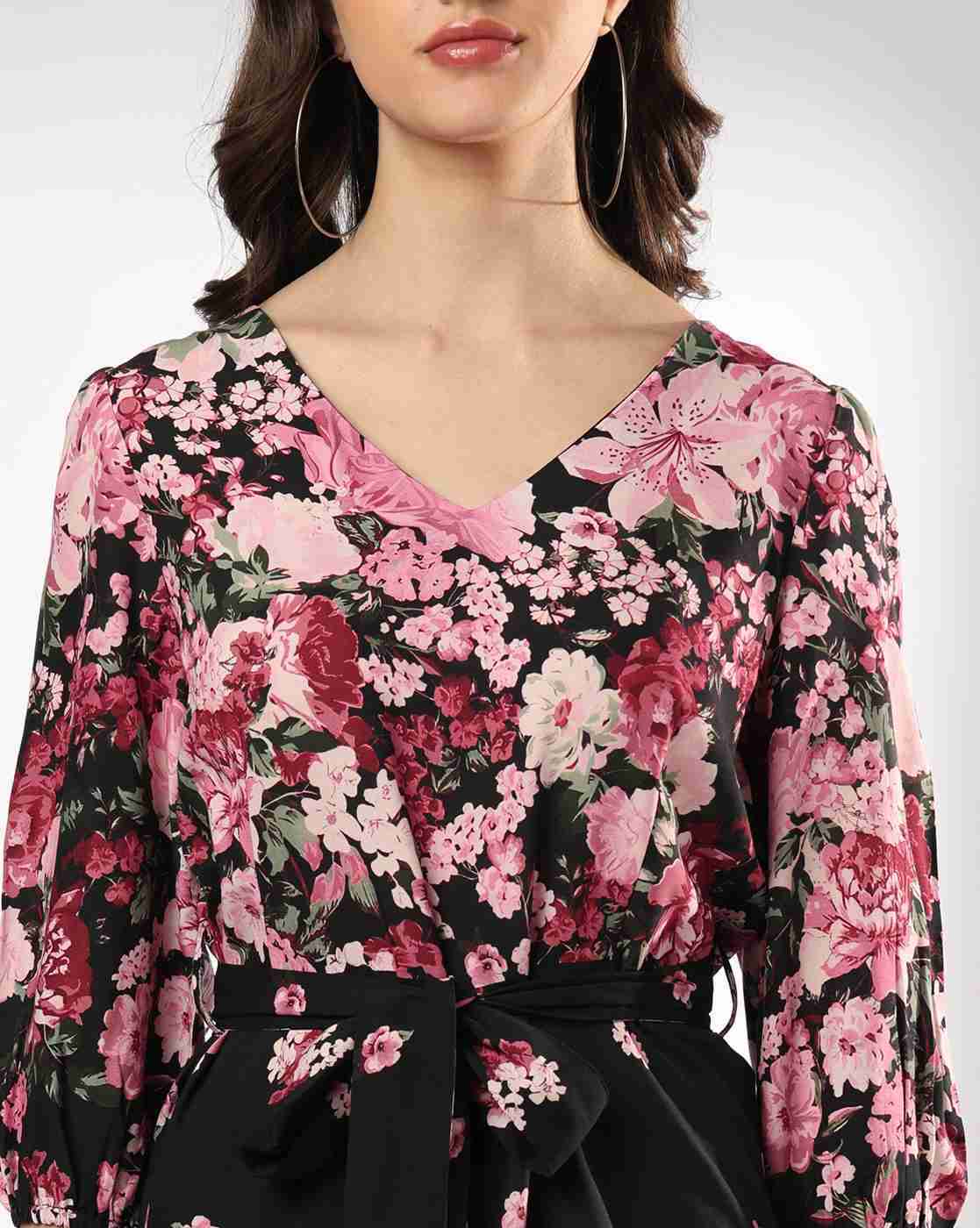 FIG | Women Floral Print V-Neck Wrap Dress|3