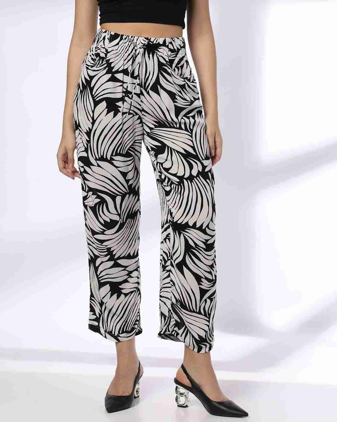 FIG | Women Stencil Floral Print Relaxed Fit Pants|0