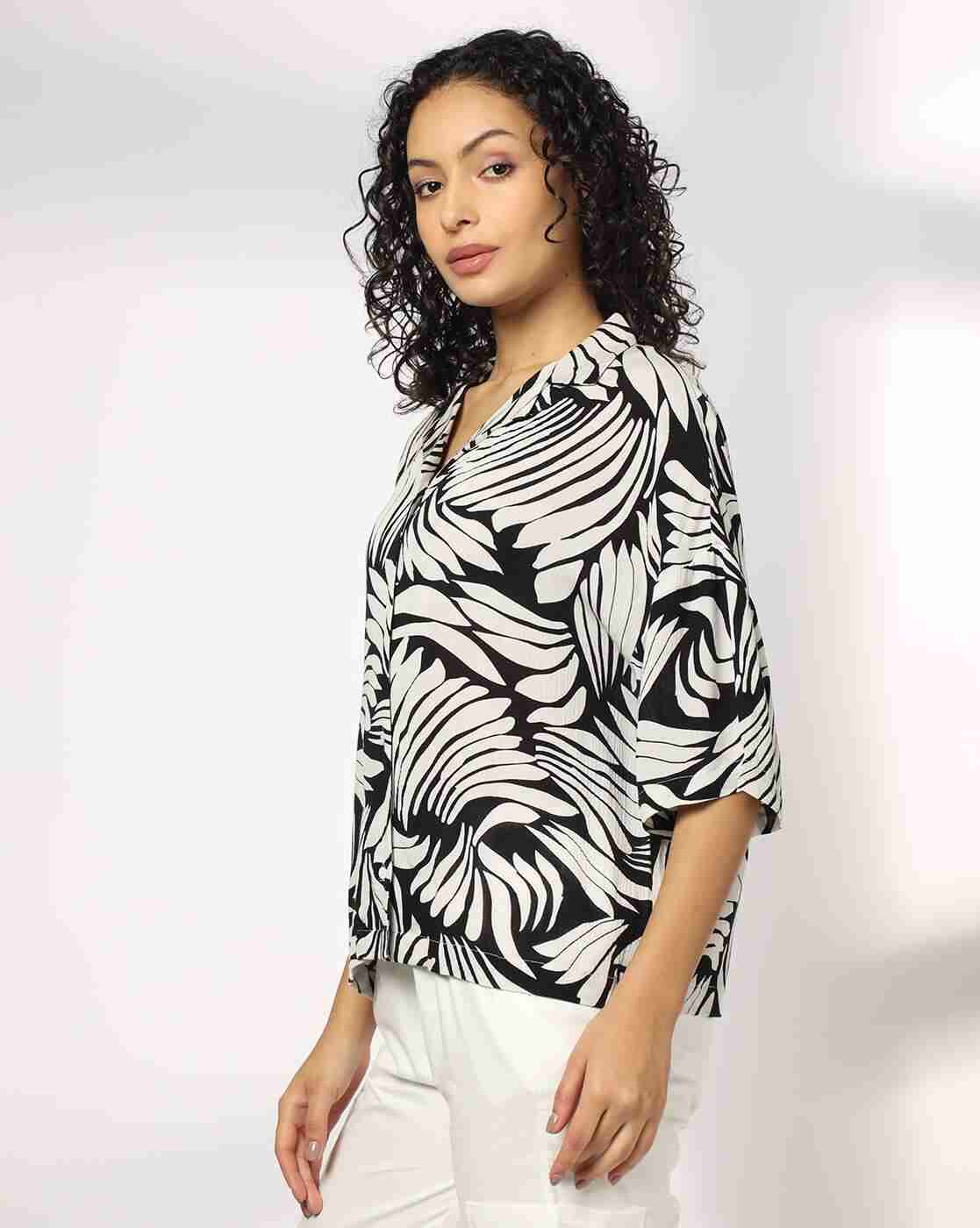 FIG | Women Stencil Floral Print Relaxed Fit Shirt|1