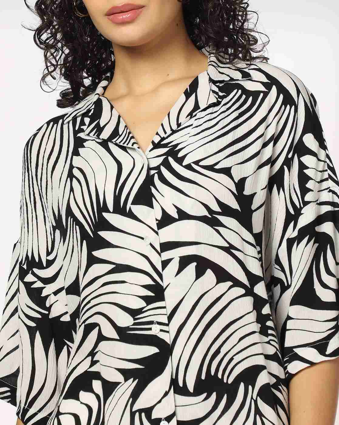 FIG | Women Stencil Floral Print Relaxed Fit Shirt|3