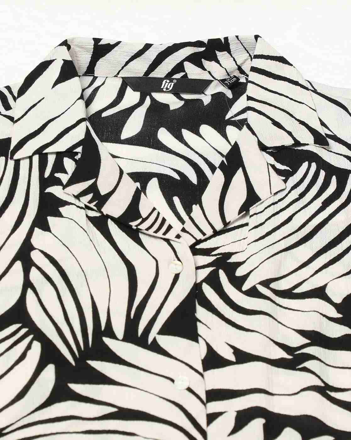 FIG | Women Stencil Floral Print Relaxed Fit Shirt|4