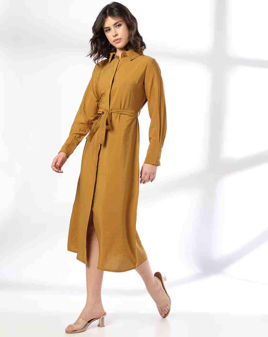 FIG | Women Collar-Neck Shirt Dress|0