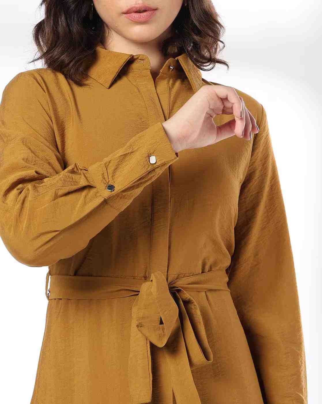 FIG | Women Collar-Neck Shirt Dress|3