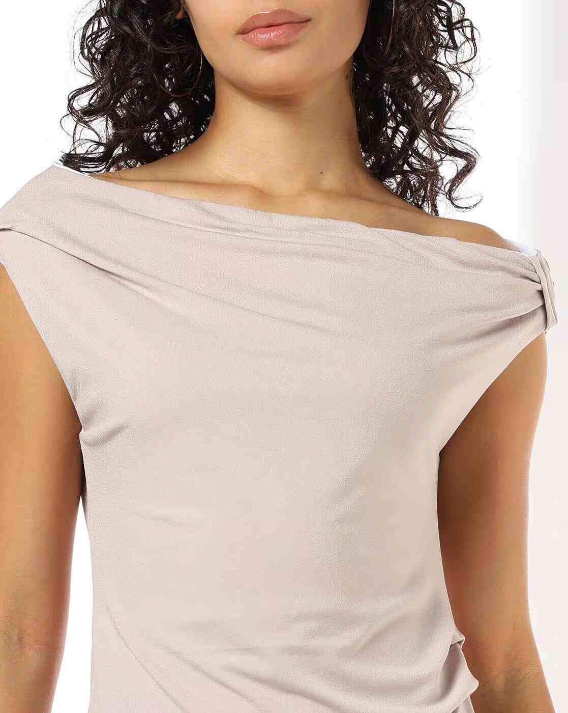 FIG | Women Asymmetrical Shoulder Bodycon Dress|3