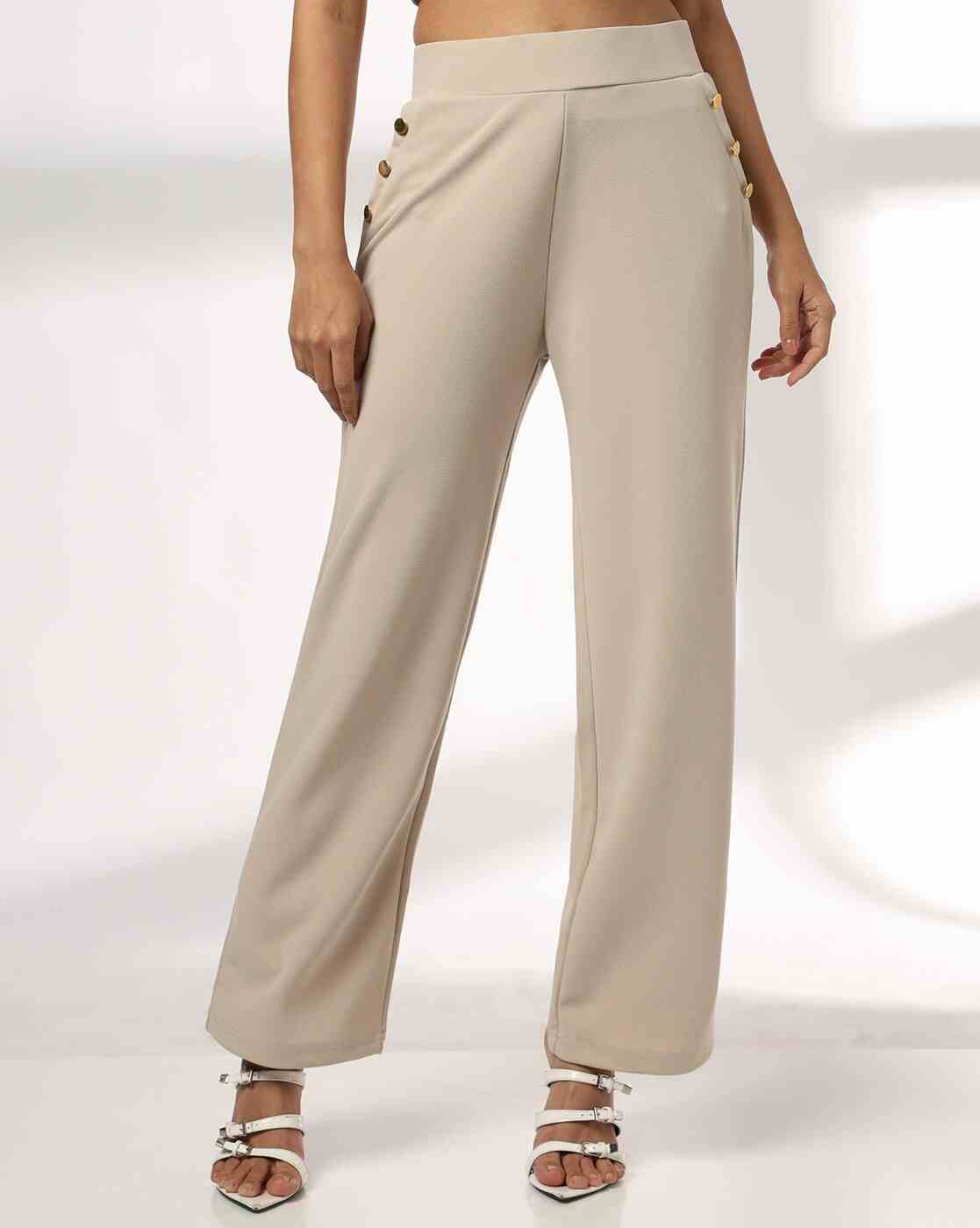 Women Regular Fit Flat-Front Pants