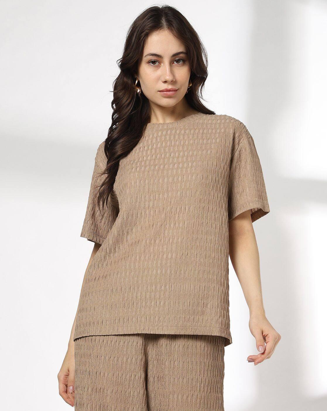 Women Patterned Regular Fit Round-Neck Top