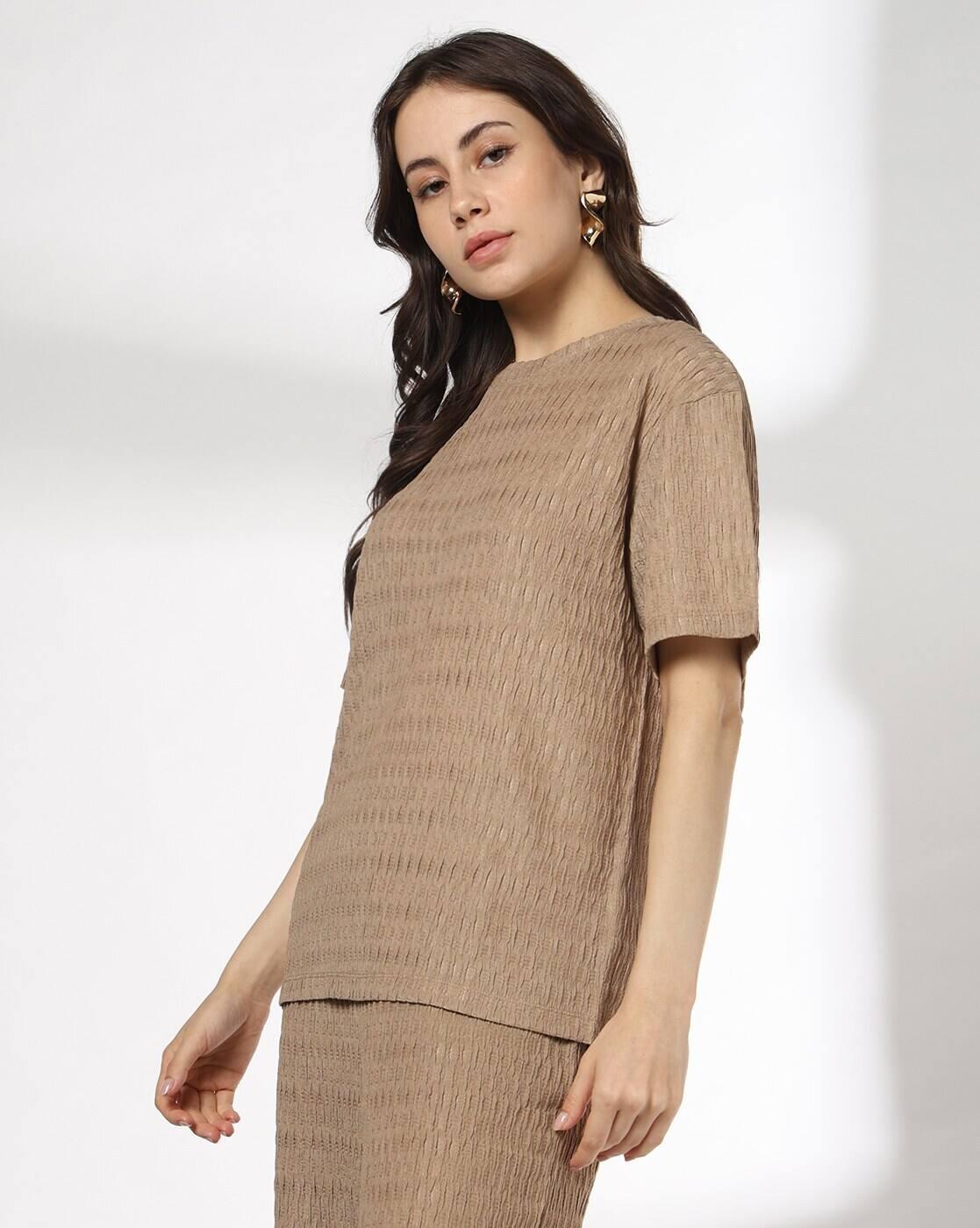 FIG | Women Patterned Regular Fit Round-Neck Top|1