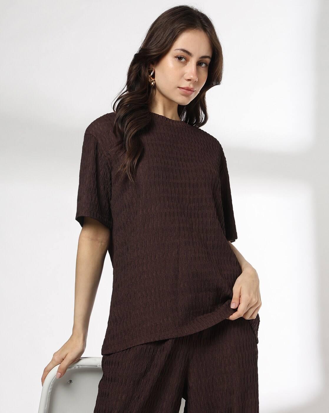 FIG | Women Patterned Regular Fit Round-Neck Top|0