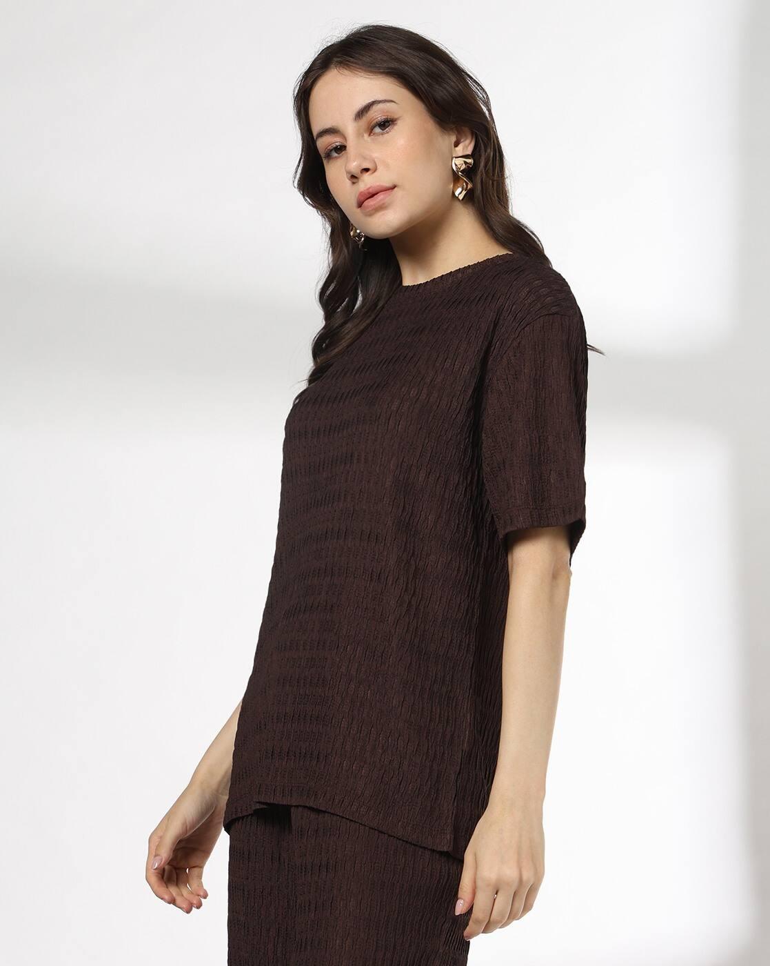 FIG | Women Patterned Regular Fit Round-Neck Top|1