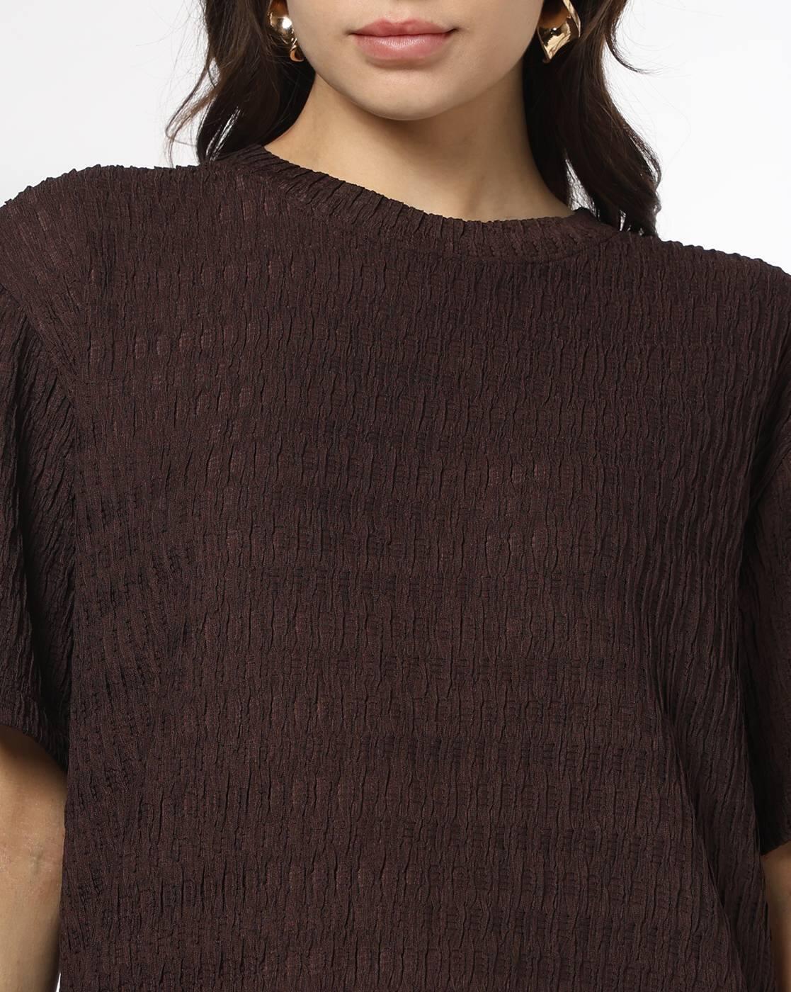 FIG | Women Patterned Regular Fit Round-Neck Top|3