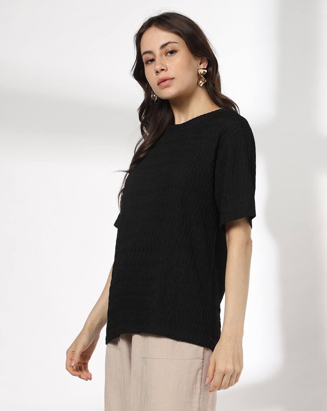 FIG | Women Patterned Regular Fit Round-Neck Top|1