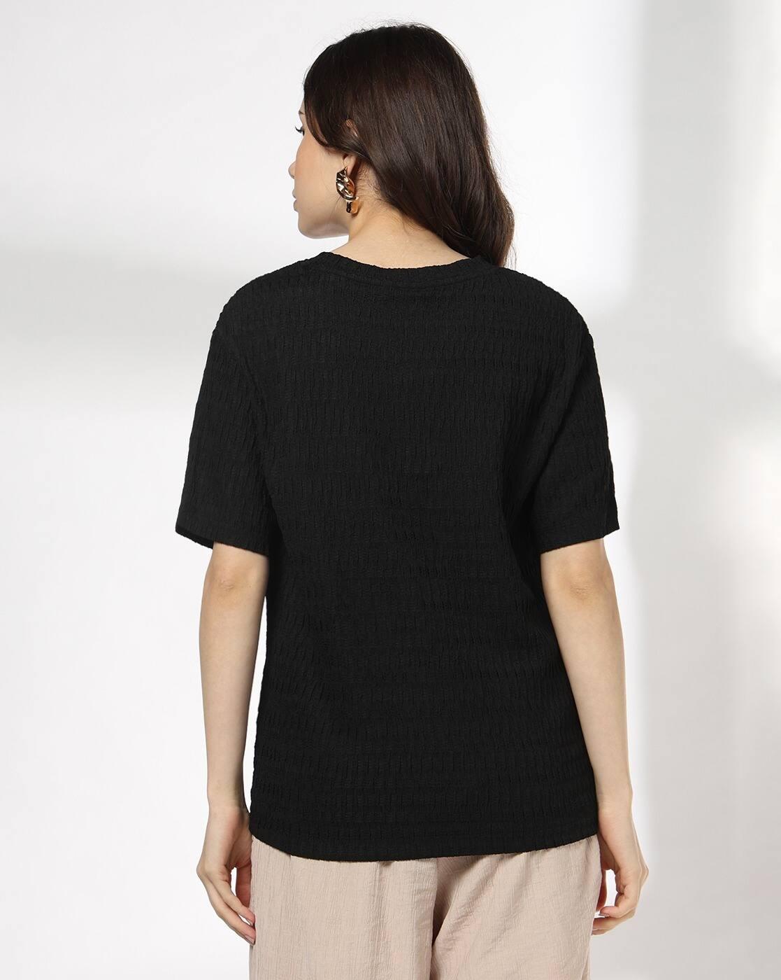 FIG | Women Patterned Regular Fit Round-Neck Top|2