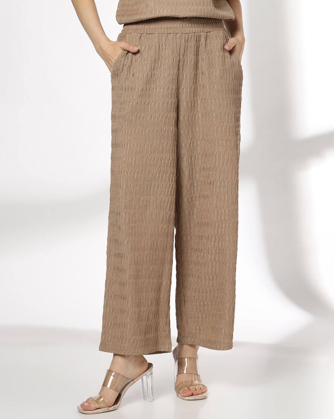 Women Patterned Wide-Leg Flat-Front Pants