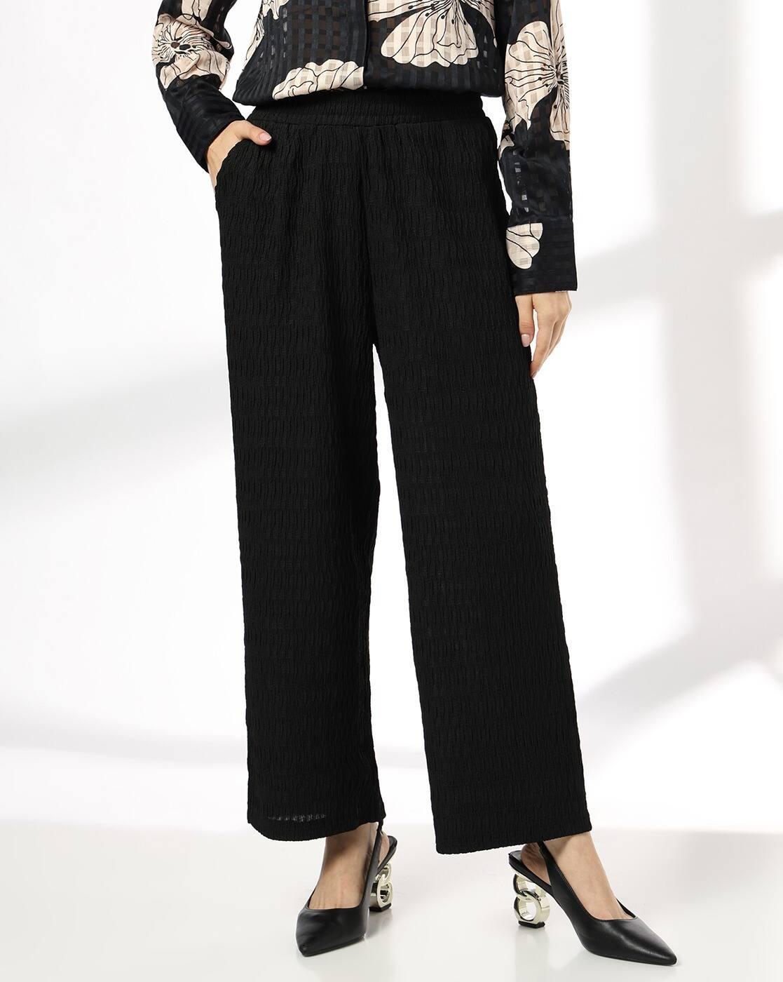 Women Patterned Wide-Leg Flat-Front Pants