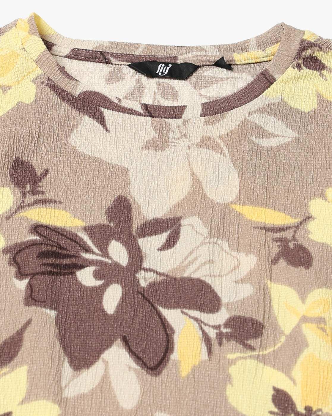 FIG | Women Floral Print Regular Fit T-Shirt|4