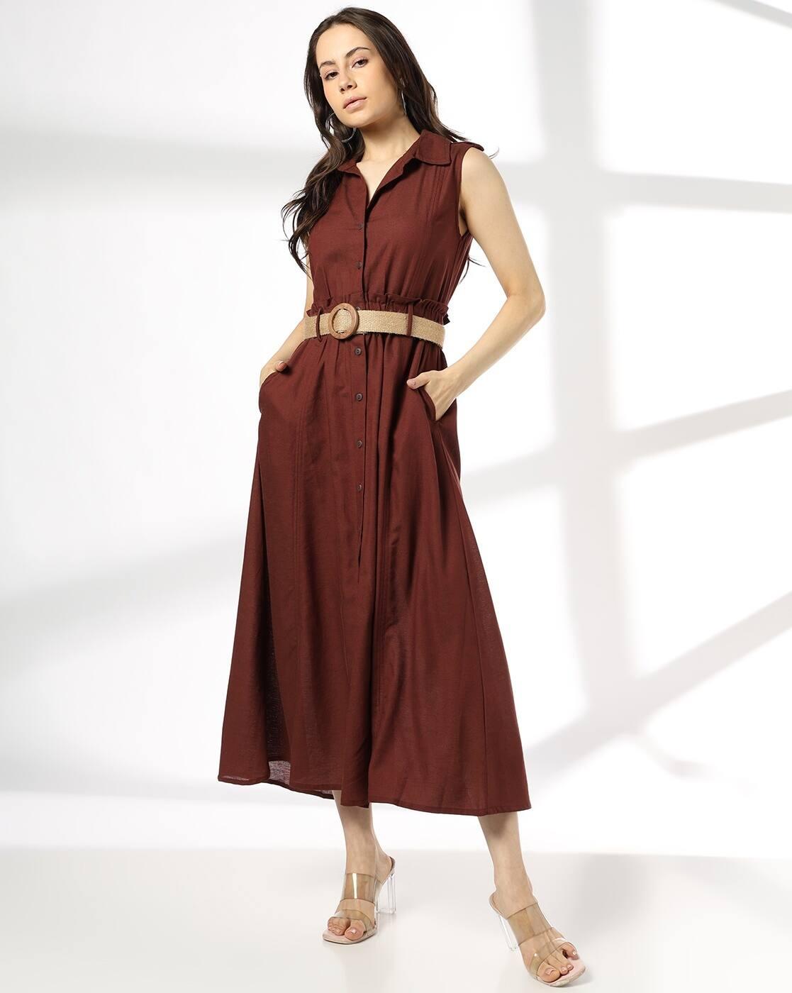 FIG | Women Shirt Dress with Belt|0
