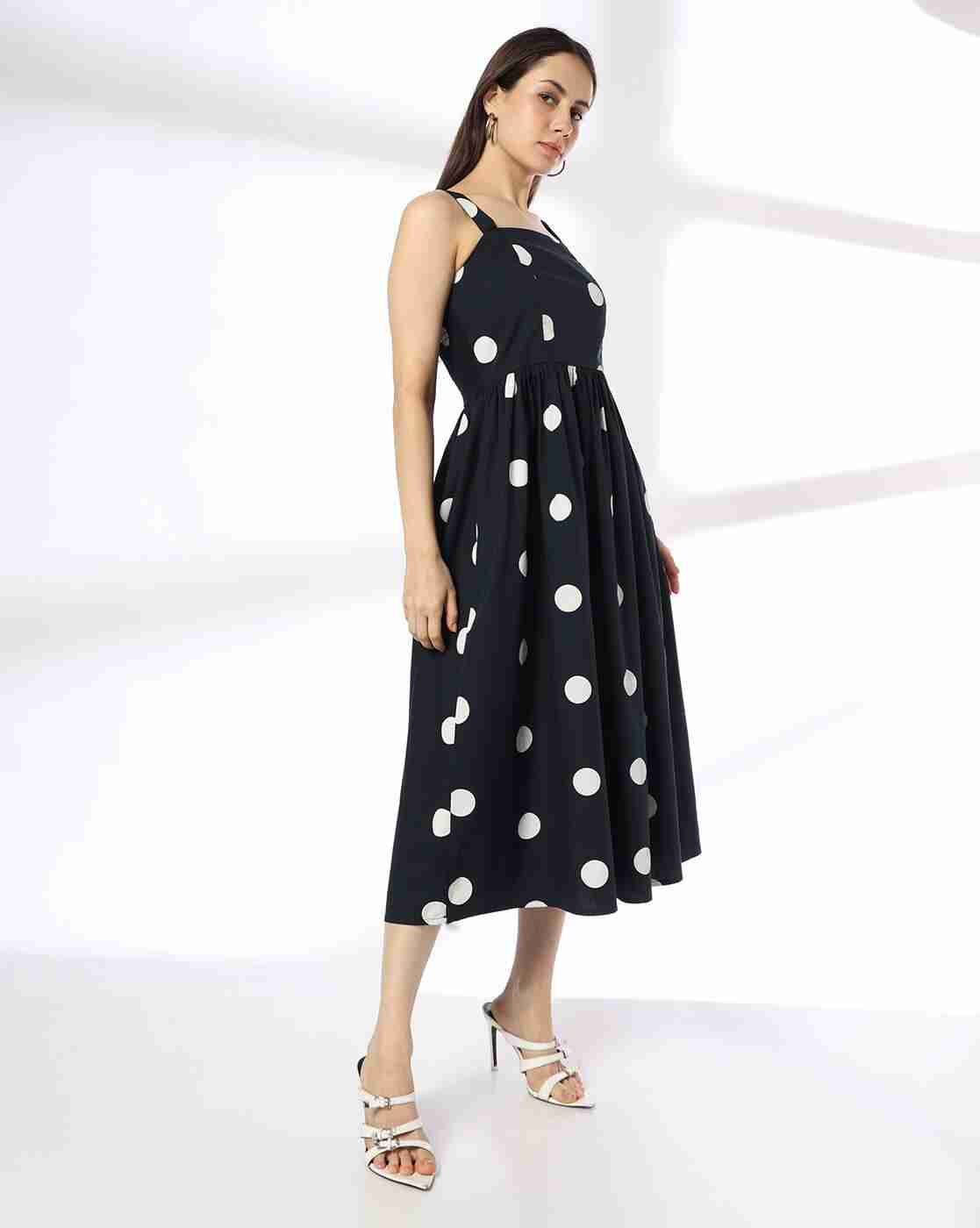 FIG | Women Polka-Dot Print Strappy Fit & Flare Dress|1