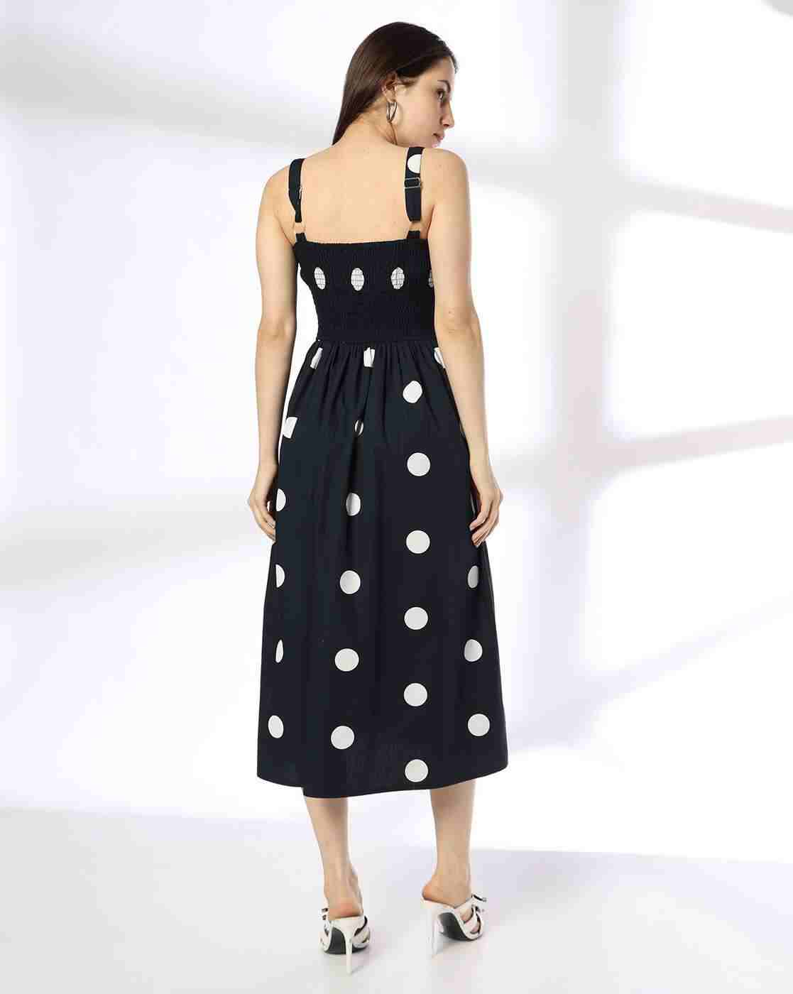 FIG | Women Polka-Dot Print Strappy Fit & Flare Dress|2