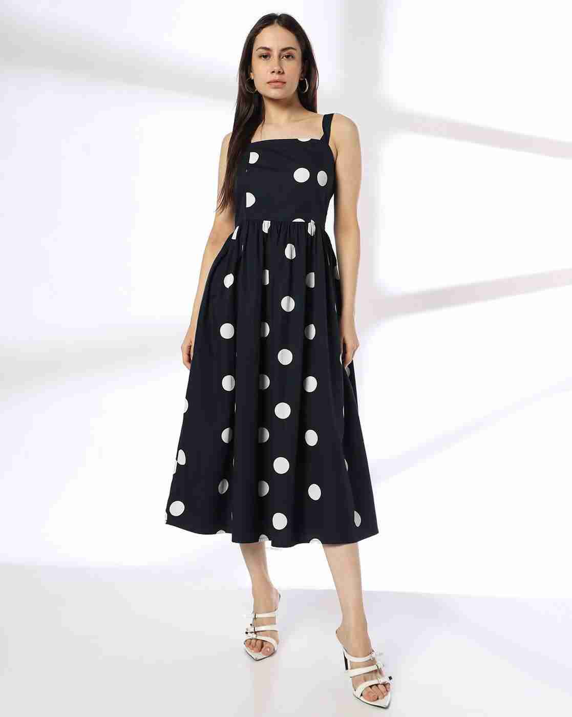 FIG | Women Polka-Dot Print Strappy Fit & Flare Dress|3