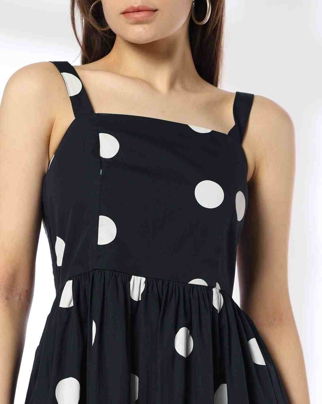FIG | Women Polka-Dot Print Strappy Fit & Flare Dress|4