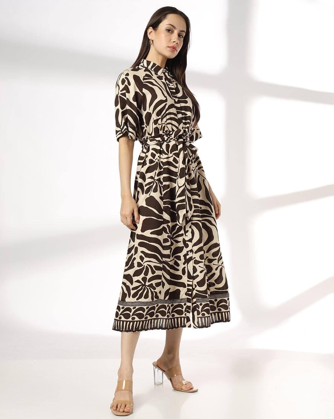FIG | Women Leaf Print Shirt Dress|1