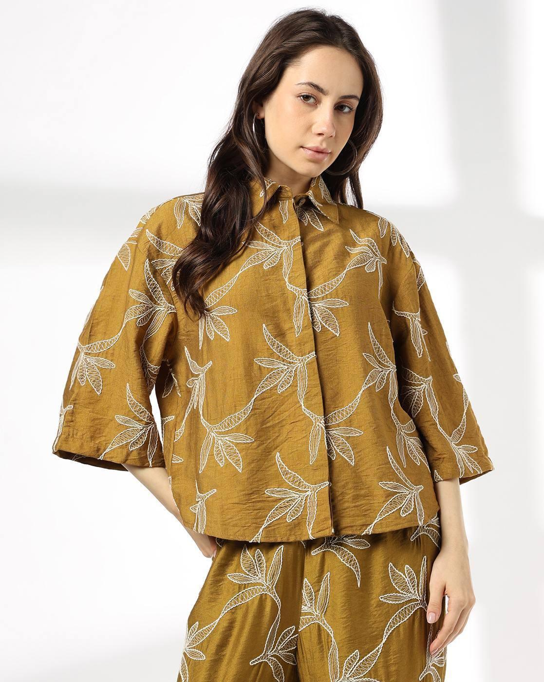 FIG | Women Embroided Regular Fit Shirt|0