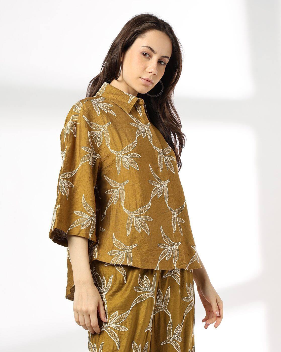 FIG | Women Embroided Regular Fit Shirt|1