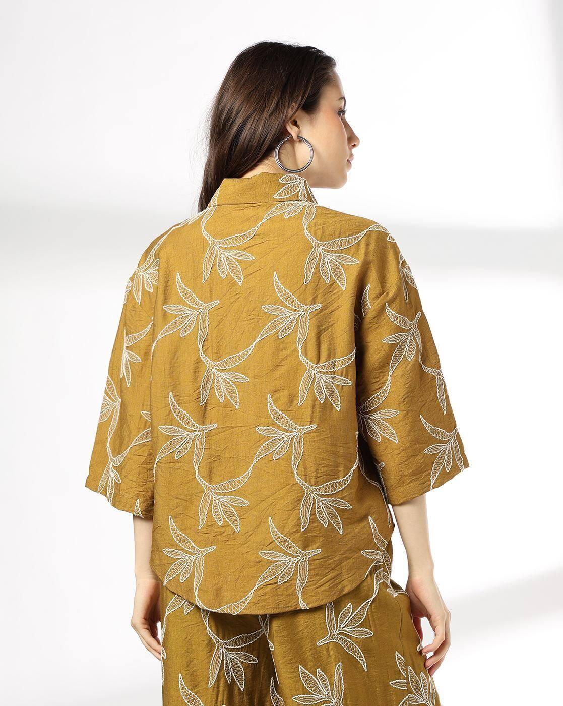 FIG | Women Embroided Regular Fit Shirt|2