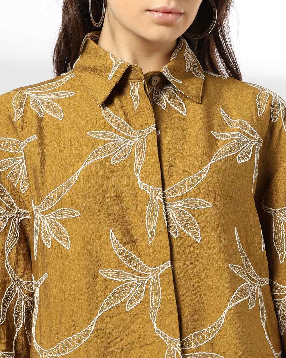 FIG | Women Embroided Regular Fit Shirt|3