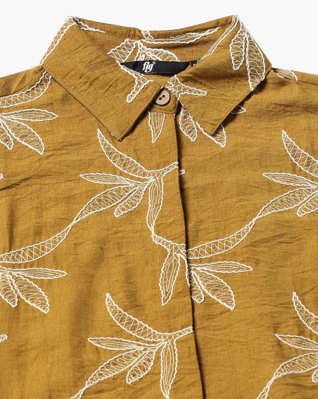 FIG | Women Embroided Regular Fit Shirt|4