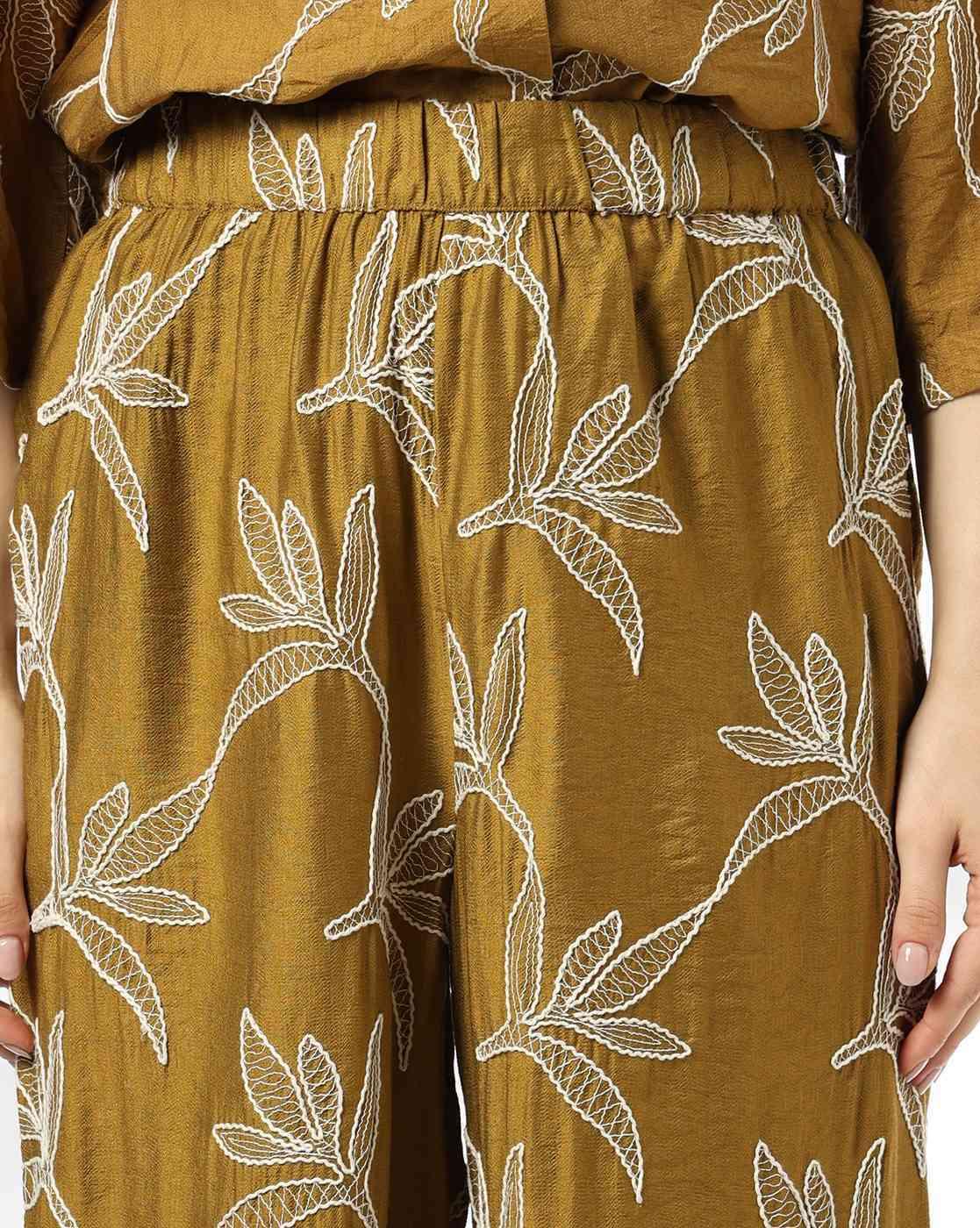 FIG | Women Embroidered Wide-Leg Pleated Pants|3