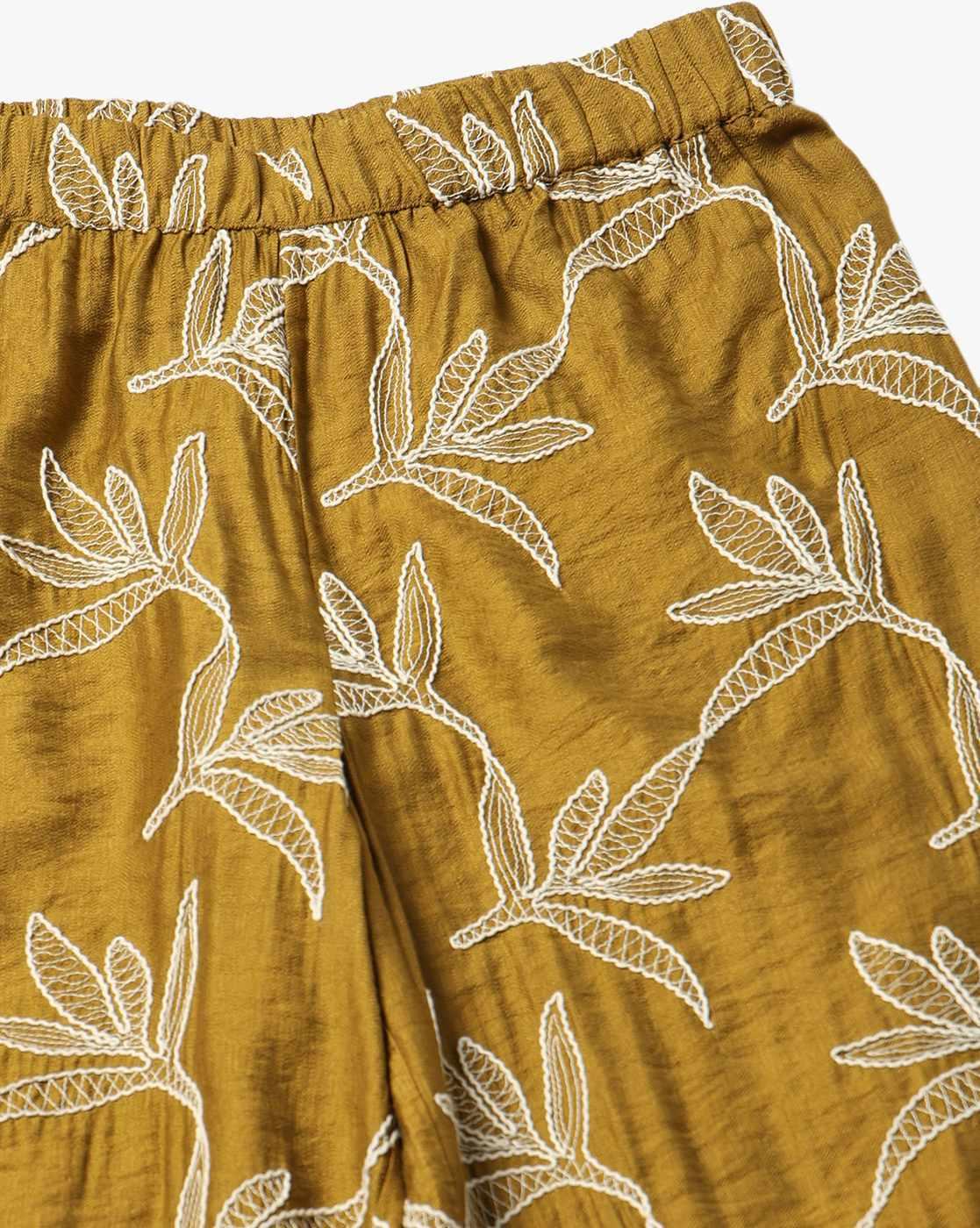 FIG | Women Embroidered Wide-Leg Pleated Pants|4