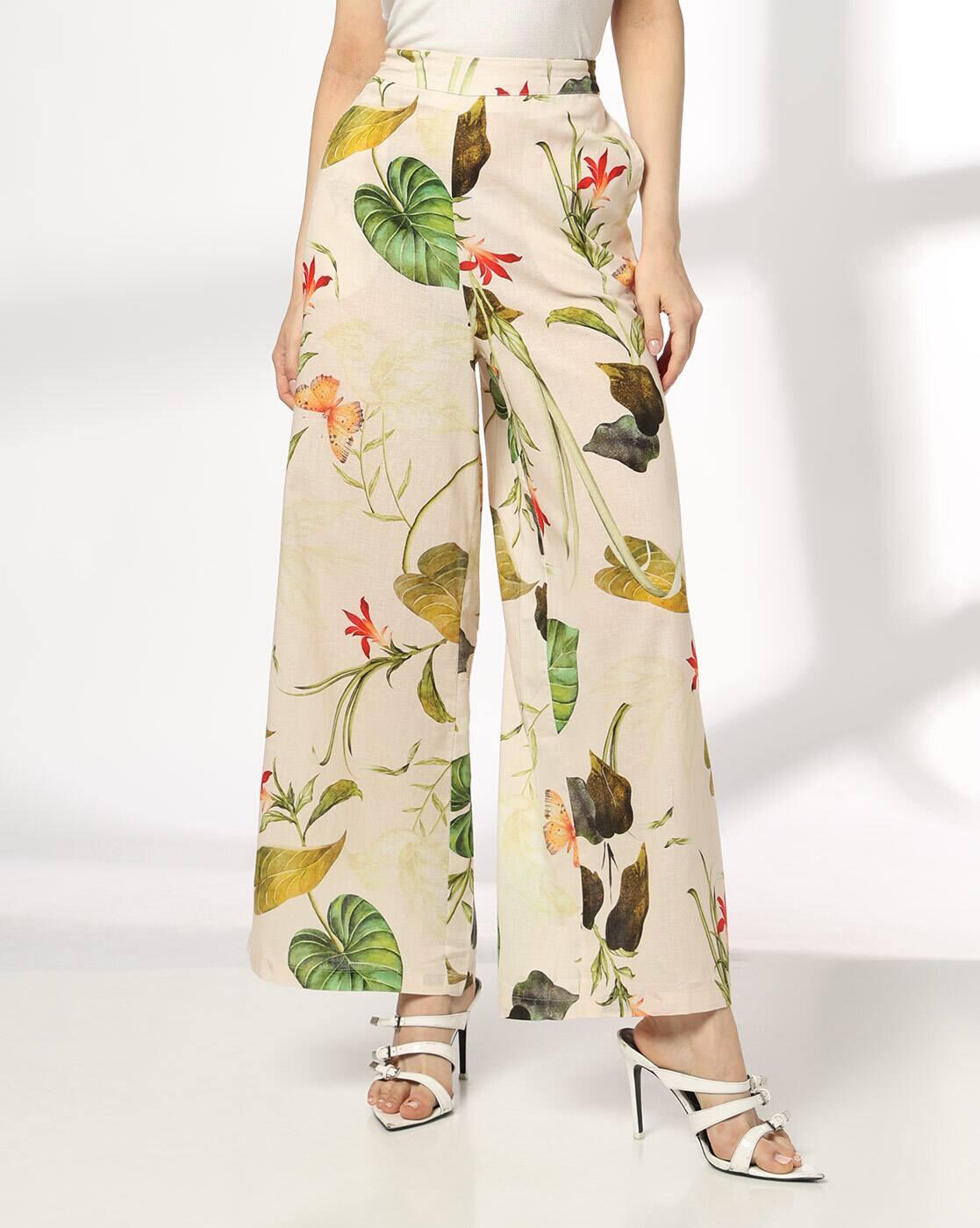 FIG | Women Printed Relaxed Fit Trousers|0