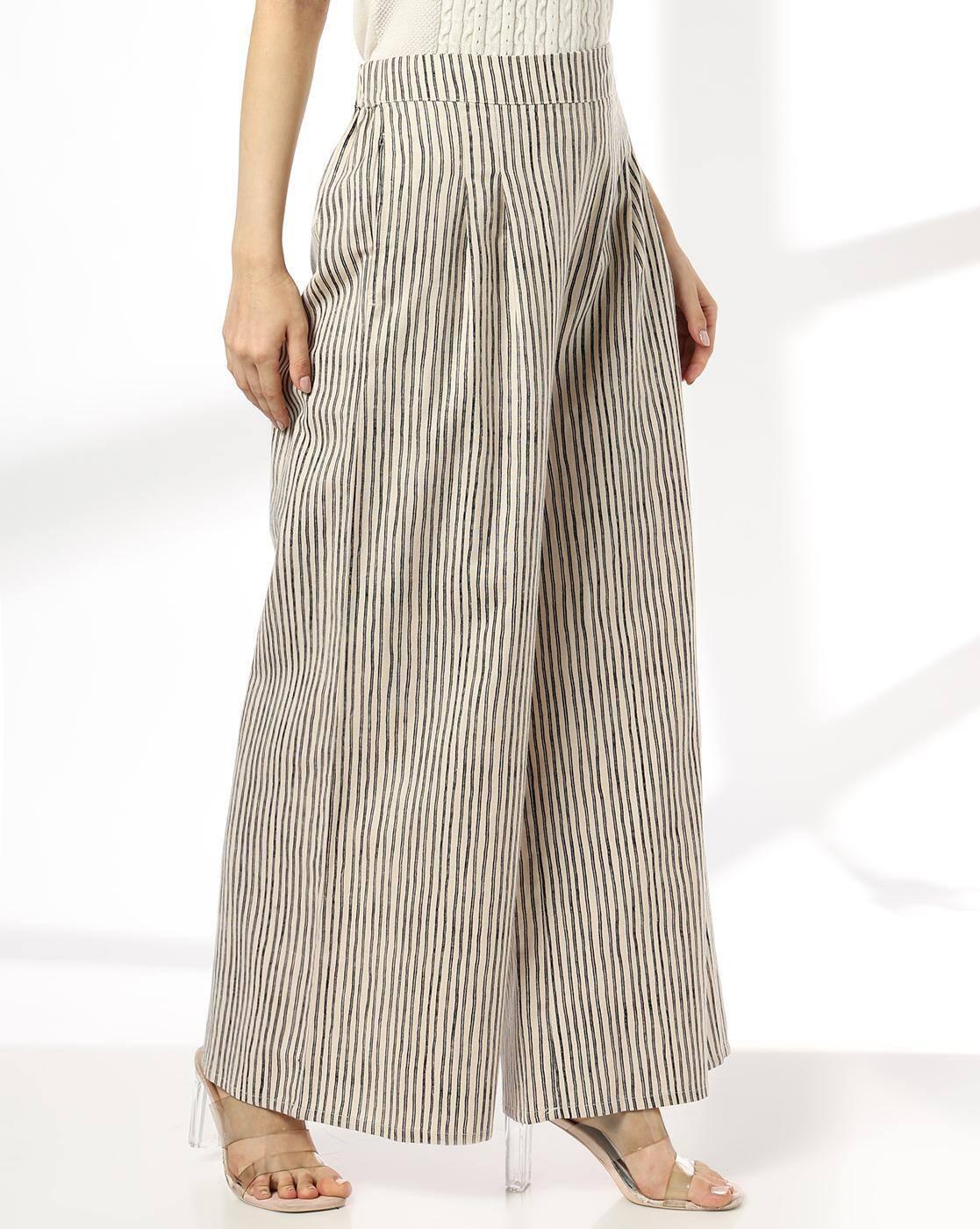 FIG | Women Striped Wide-Leg Pleated Pants|1