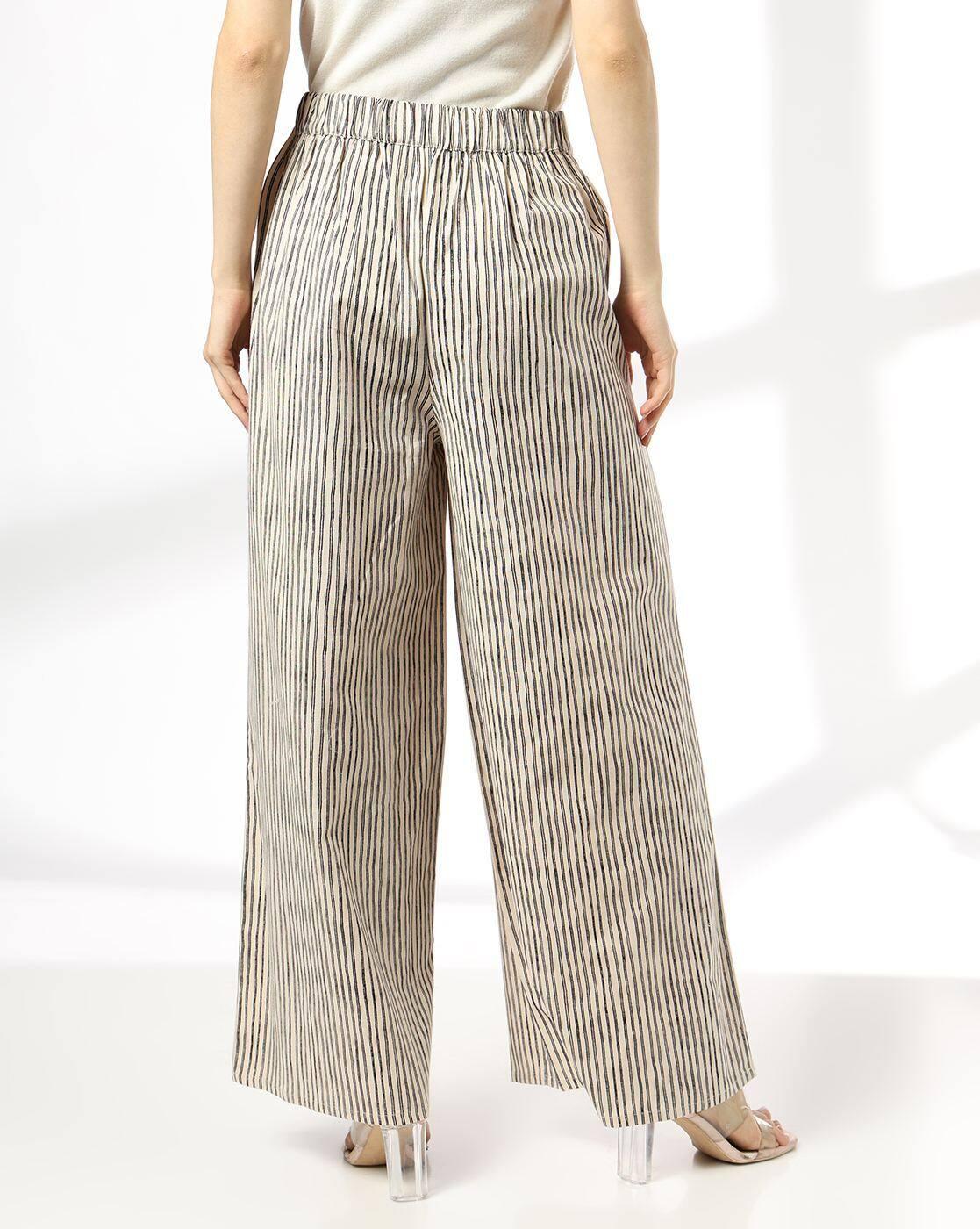 FIG | Women Striped Wide-Leg Pleated Pants|2