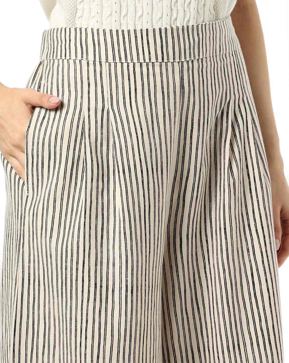 FIG | Women Striped Wide-Leg Pleated Pants|3
