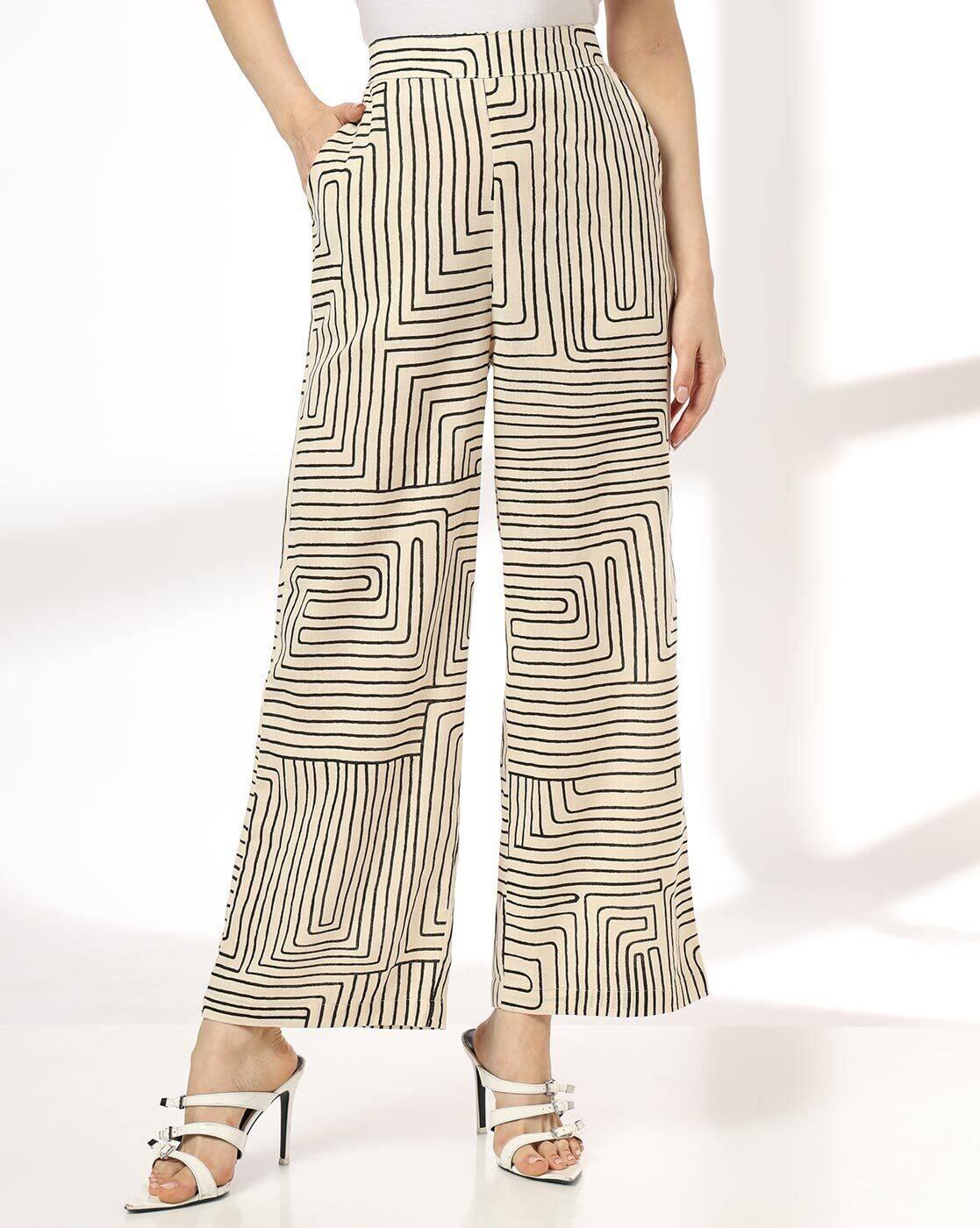 FIG | Women Printed Relaxed Fit Trousers|0
