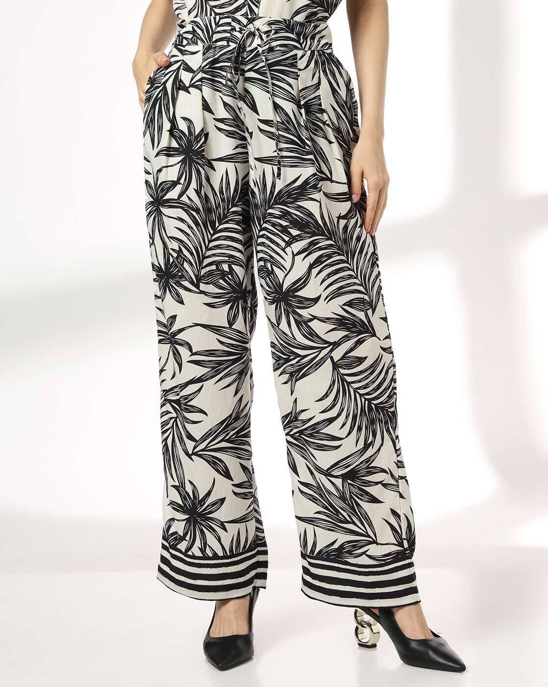 FIG | Women Tropical Print Wide-Leg Pleated Pants|0