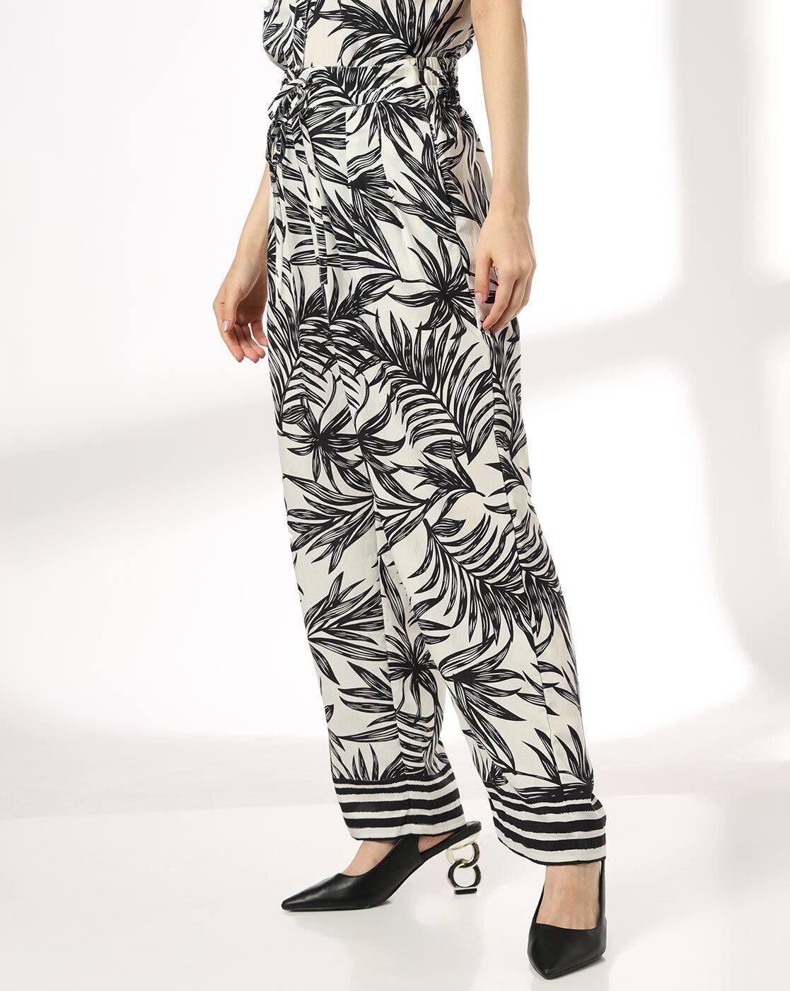 FIG | Women Tropical Print Wide-Leg Pleated Pants|1