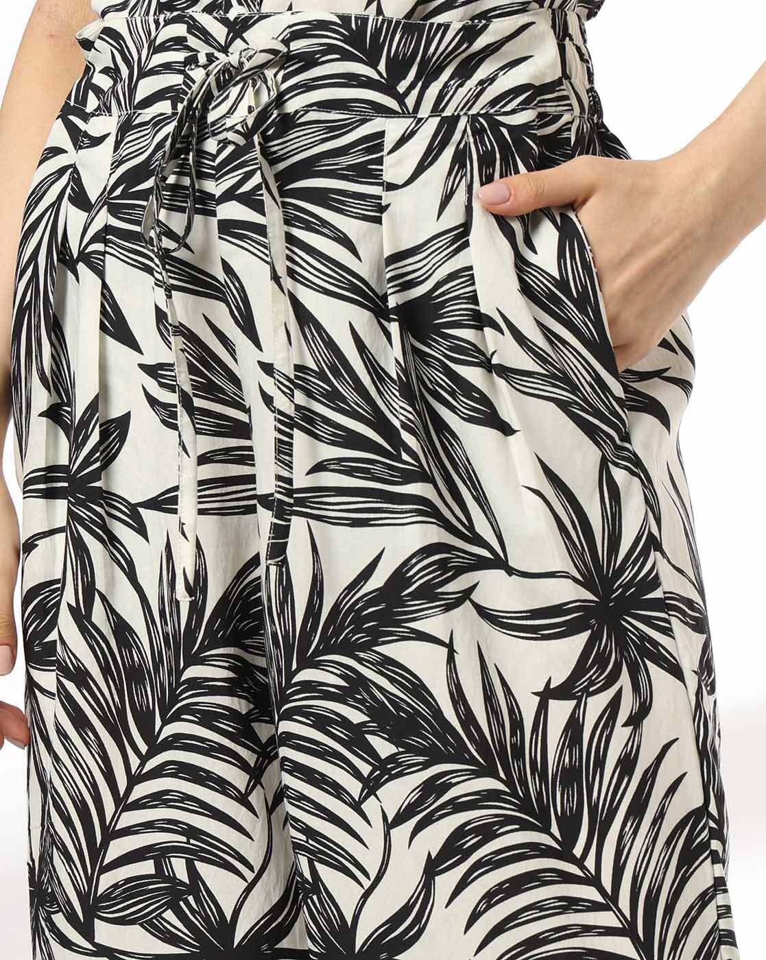 FIG | Women Tropical Print Wide-Leg Pleated Pants|3