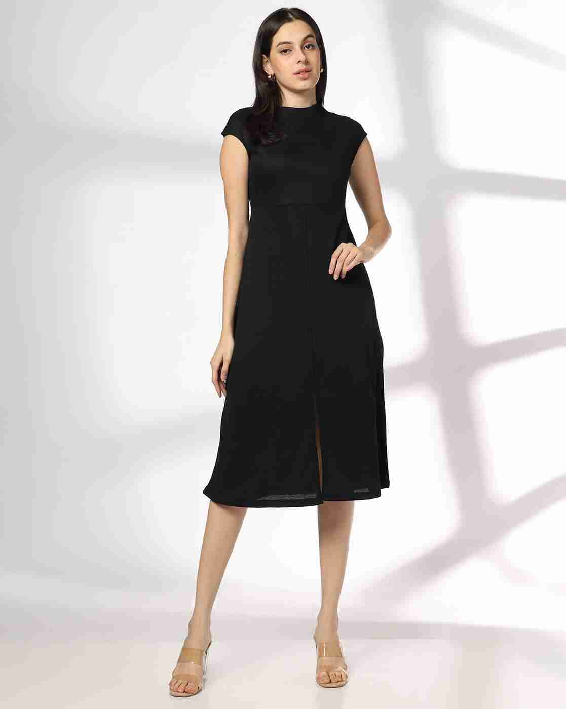 FIG | Women Round-Neck Shift Midi Dress|0
