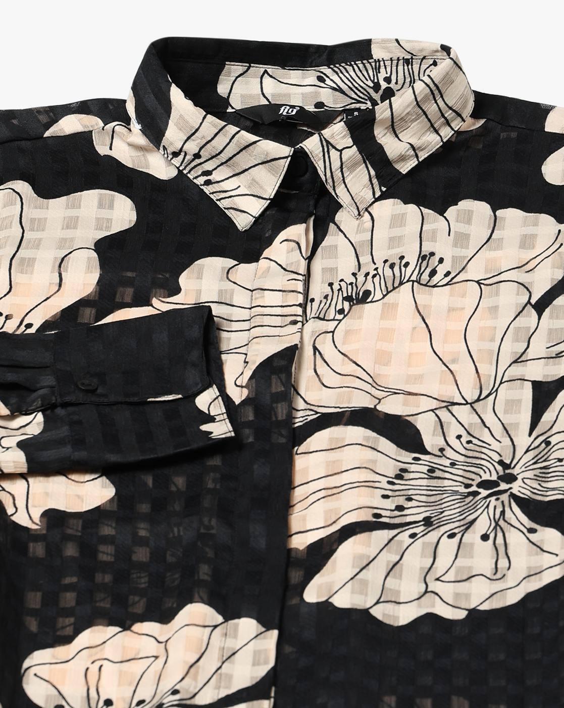 FIG | Women Floral Print Regular Fit Shirt|4