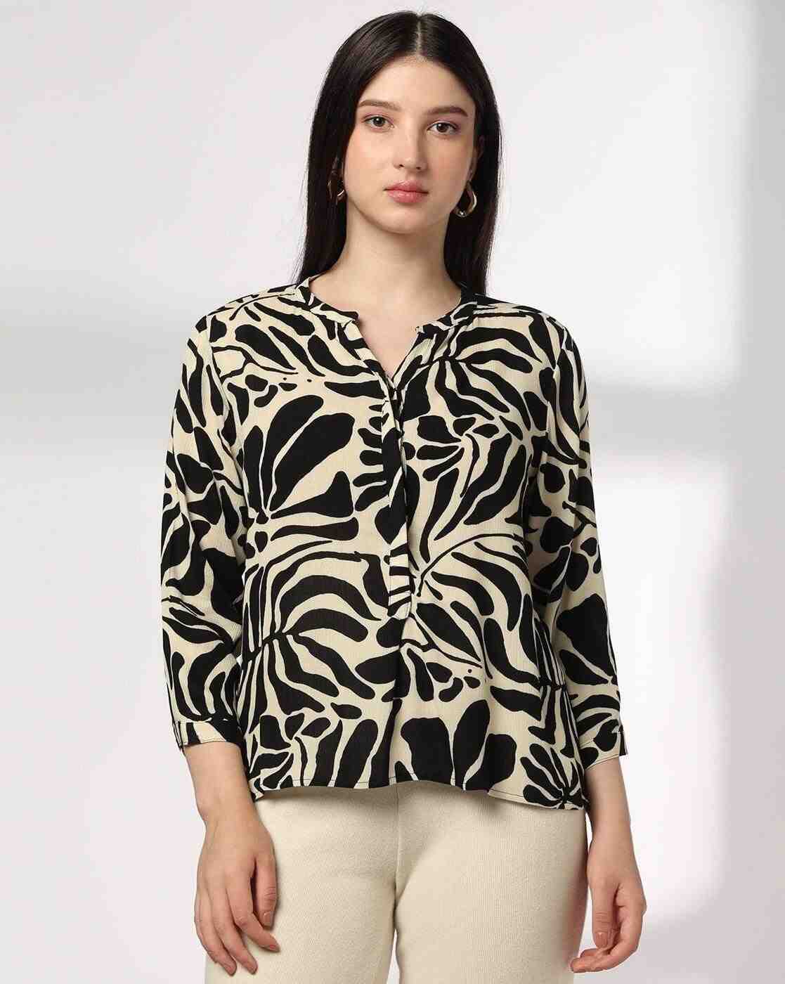 FIG | Women Leaf Print Regular Fit Top|0