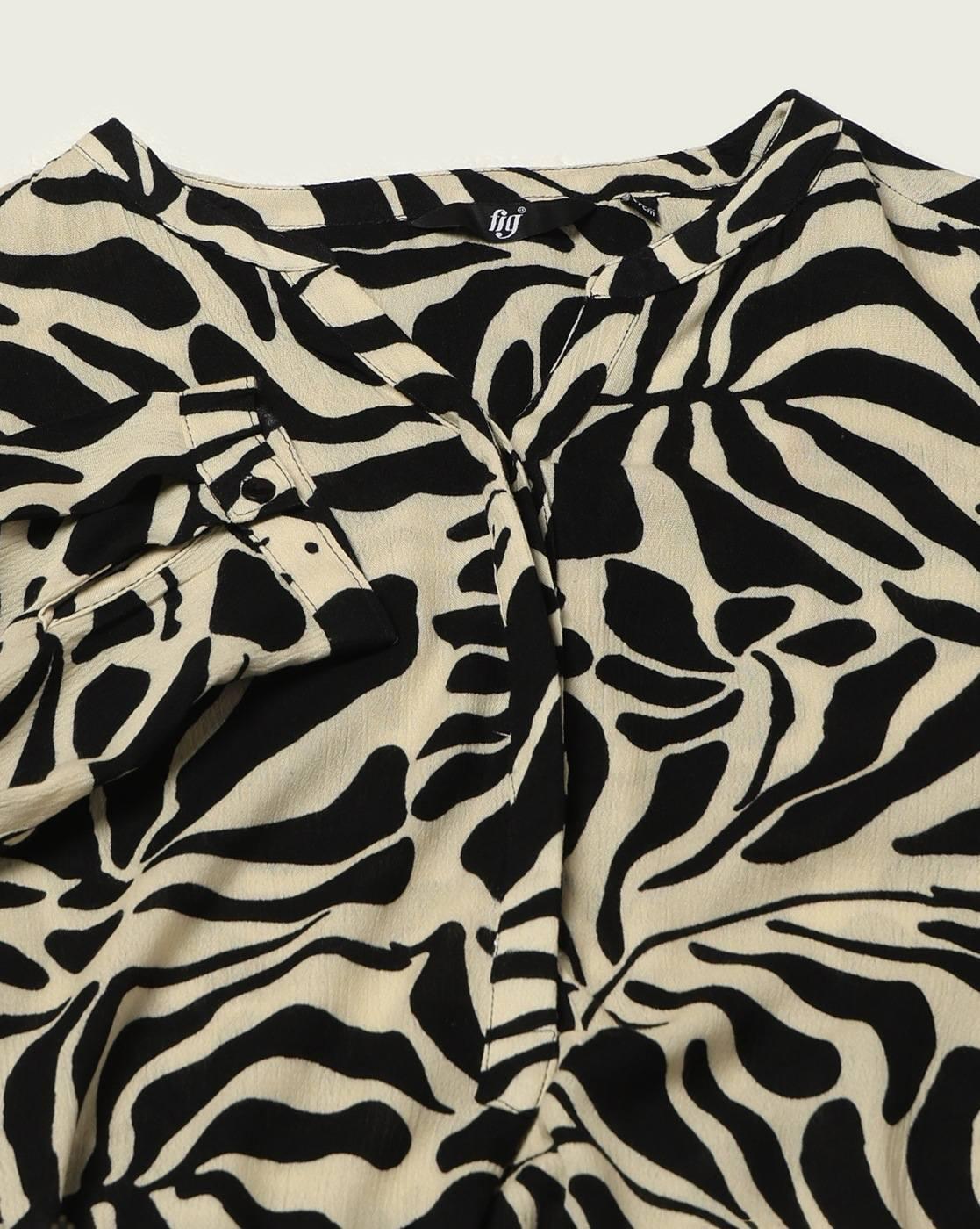 FIG | Women Leaf Print Regular Fit Top|4