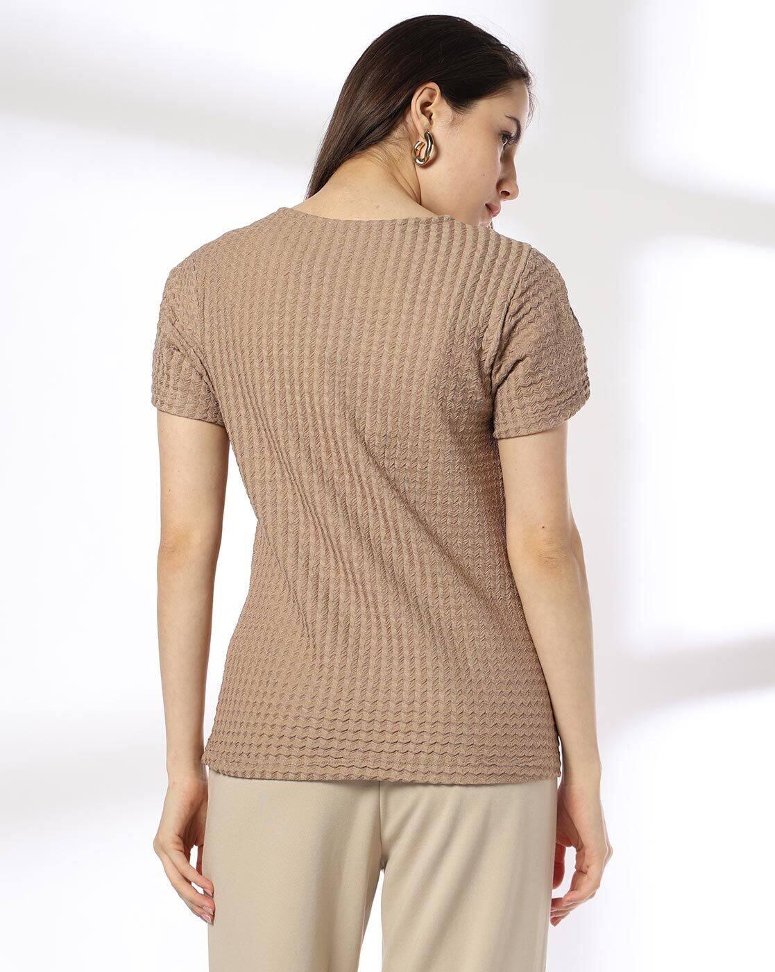 FIG | Women Striped Regular Fit V-Neck Top|2