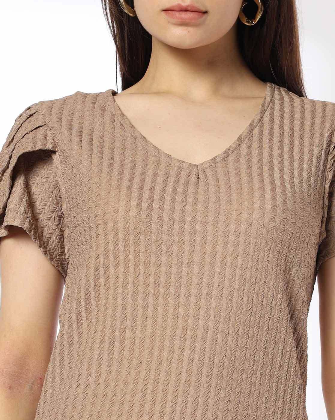 FIG | Women Striped Regular Fit V-Neck Top|4