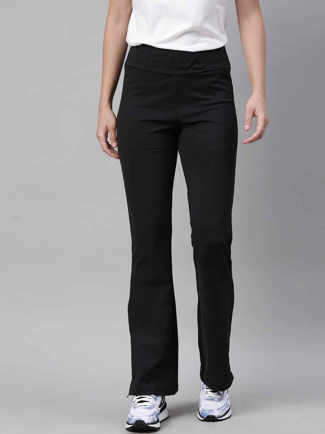 Women's Black Polyester  Trousers